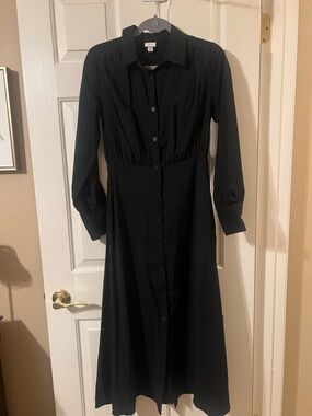 NWOT a new day Rayon Blend Black Button Down Long Sleeve Maxi Dress Size XS
